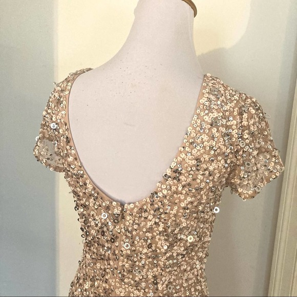 Adrianna Pappell Sequin Gown Blush Pink Scoop Back 4 - Picture 7 of 9